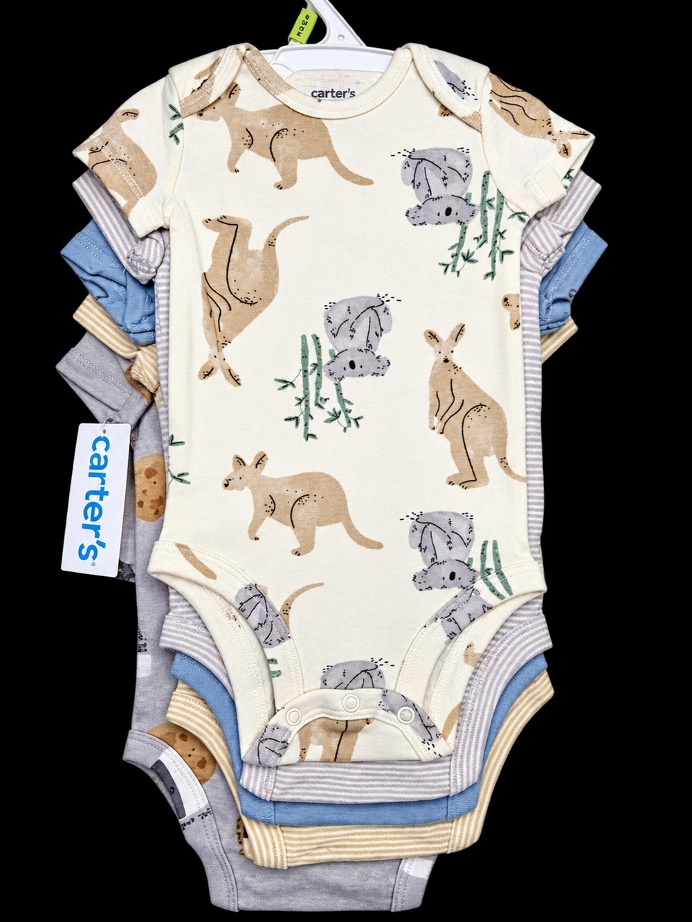 Carter's Cream Kangaroo & Koala Print Baby One-Piece Set